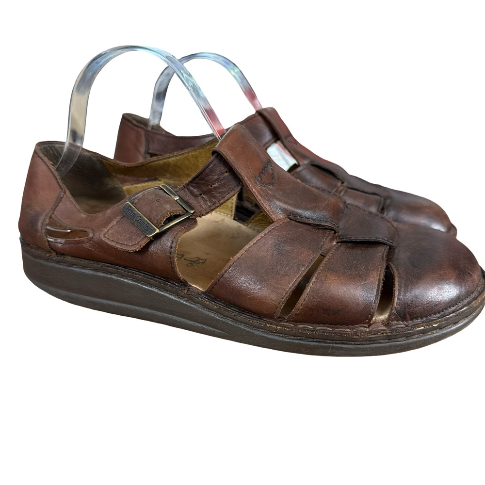 Finn Comfort Waldi Fisherman Brown Leather Sandals Closed Toe Shoes Mens 44 / 11